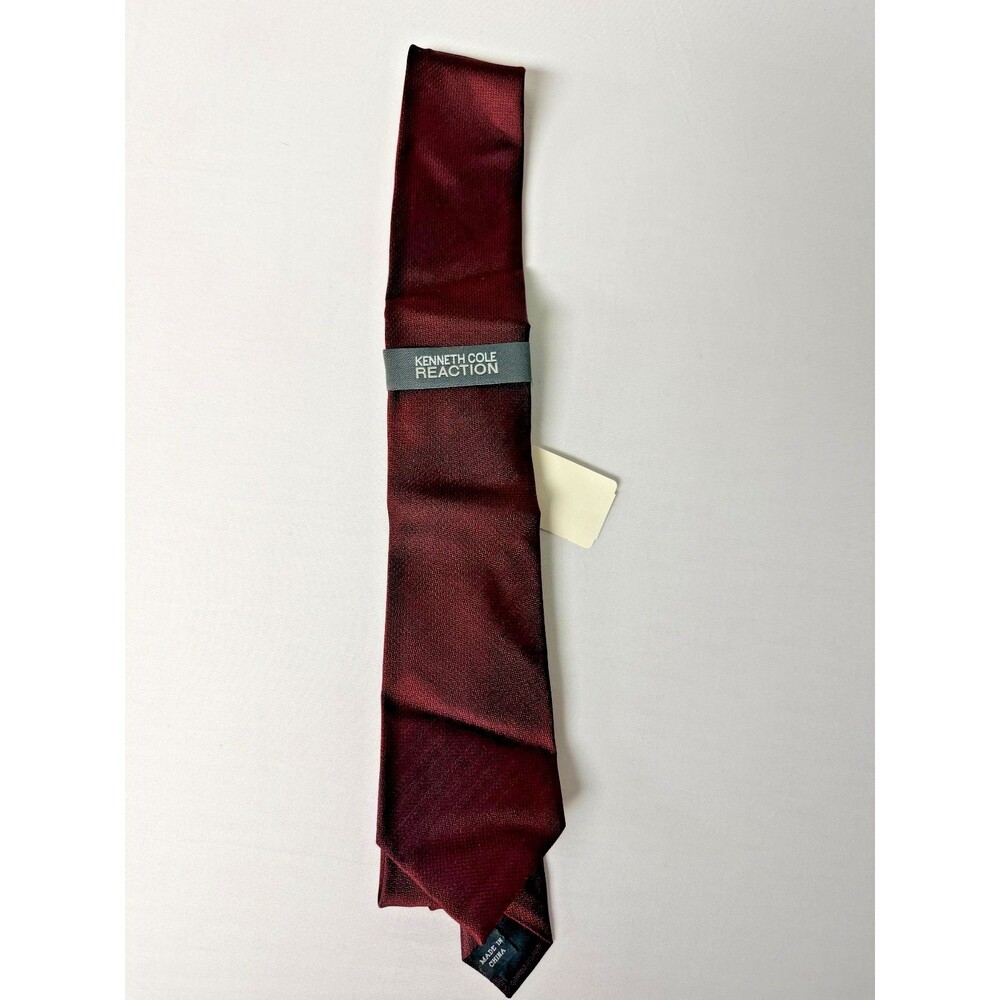 Kenneth Cole Reaction Mens Silk Tie Burgundy Wine NWT $45 Goosewell Necktie